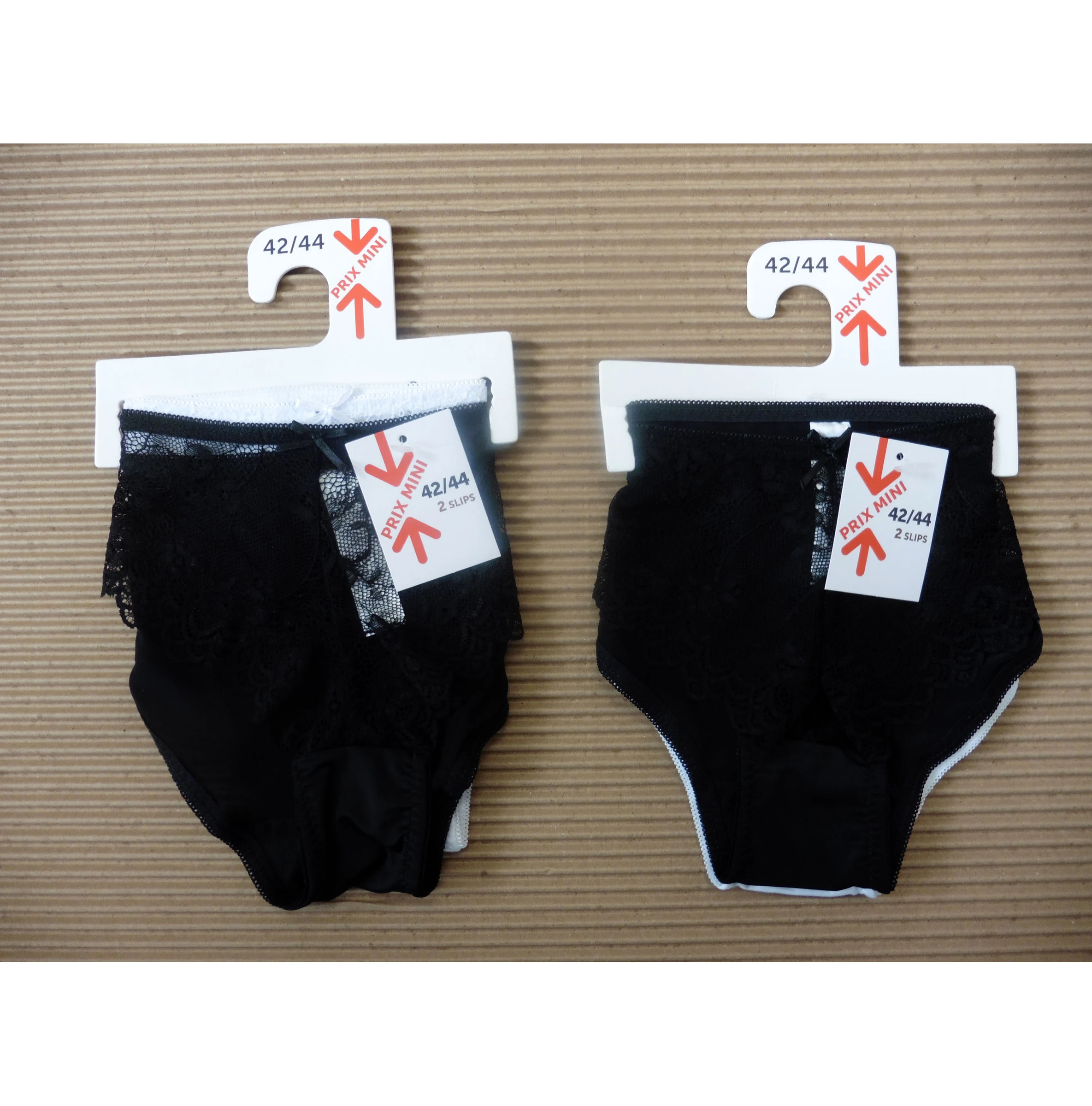 Lot de 2 packs de 2 slips micro et dentelle